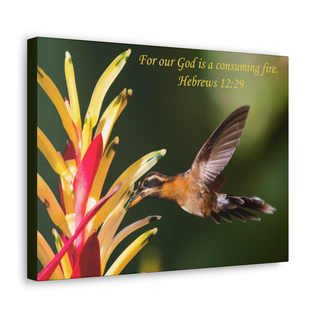 Scripture Walls For Our God Hebrews 12:29 Bible Verse Canvas Christian Wall Art Ready to Hang Unframed-Express Your Love Gifts