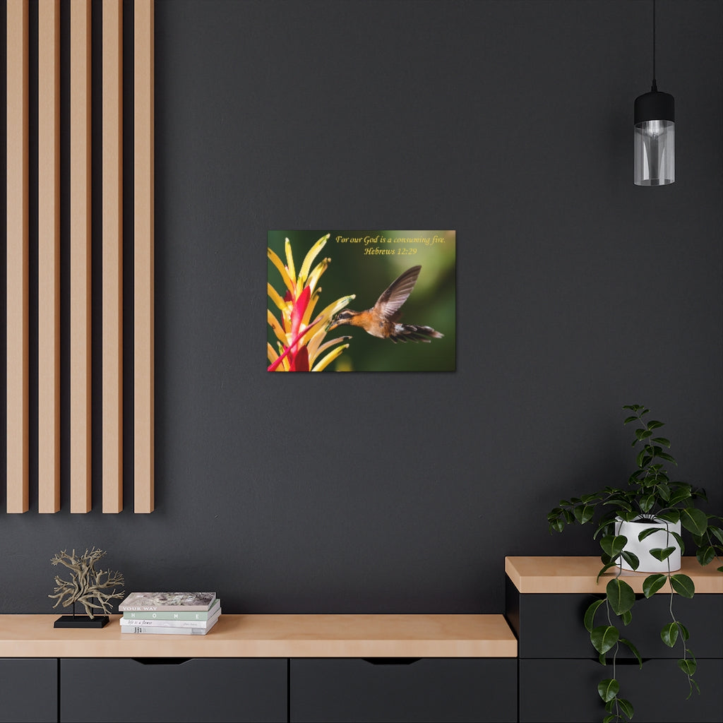 Scripture Walls For Our God Hebrews 12:29 Bible Verse Canvas Christian Wall Art Ready to Hang Unframed-Express Your Love Gifts