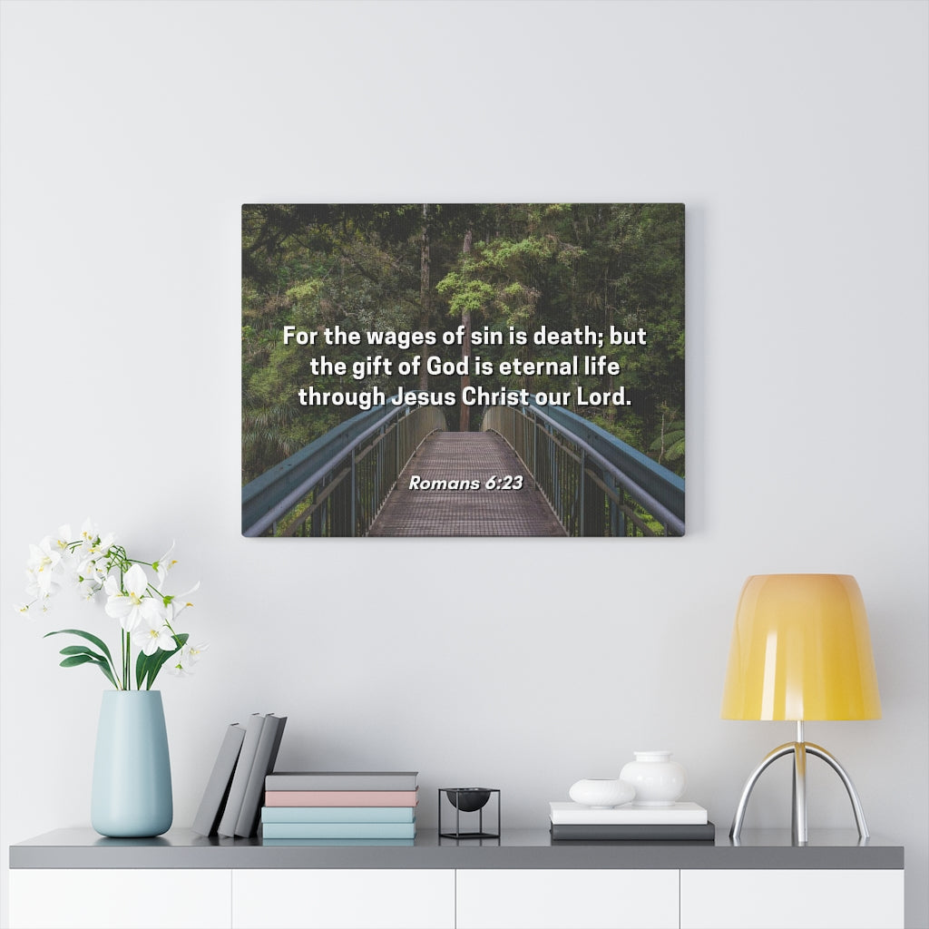 Scripture Walls For The Wages Of Sin Is Death Romans 6:23 Bible Verse Canvas Christian Wall Art Ready to Hang Unframed-Express Your Love Gifts