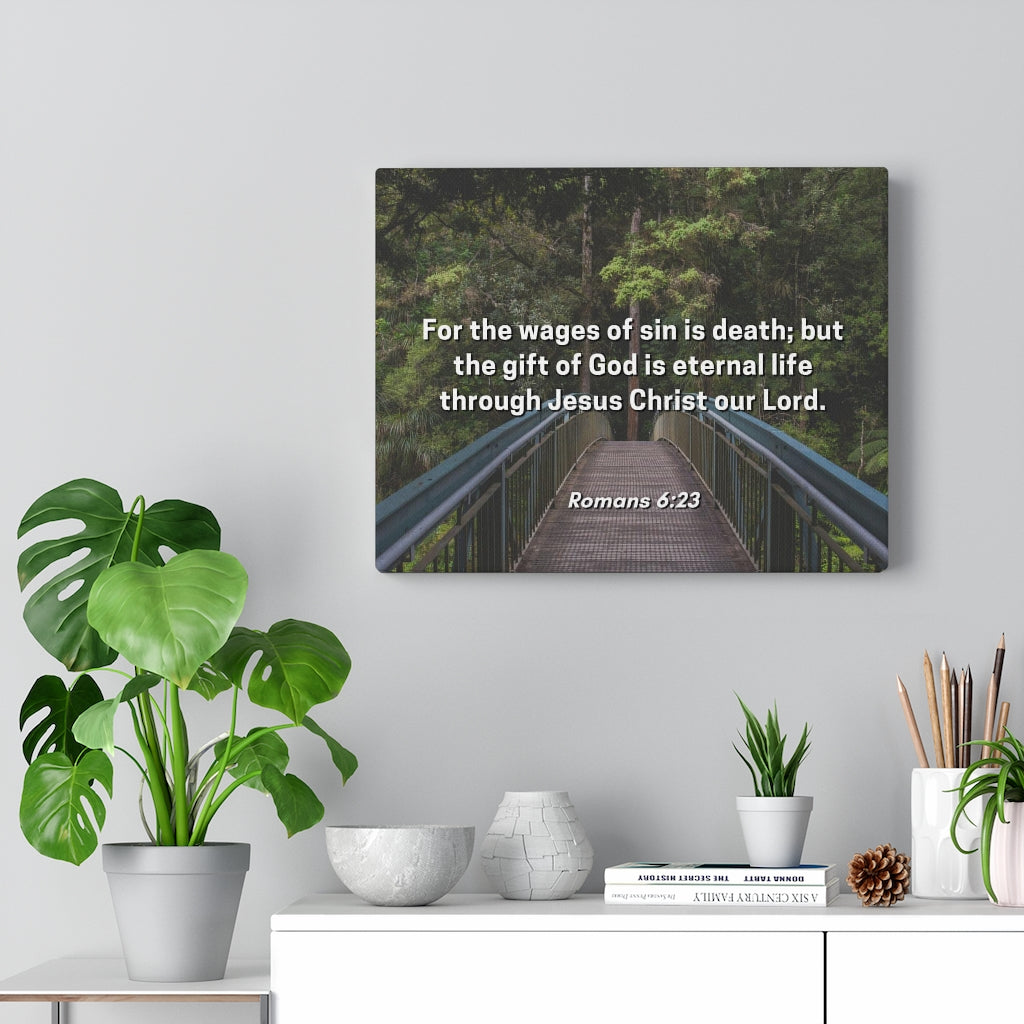 Scripture Walls For The Wages Of Sin Is Death Romans 6:23 Bible Verse Canvas Christian Wall Art Ready to Hang Unframed-Express Your Love Gifts
