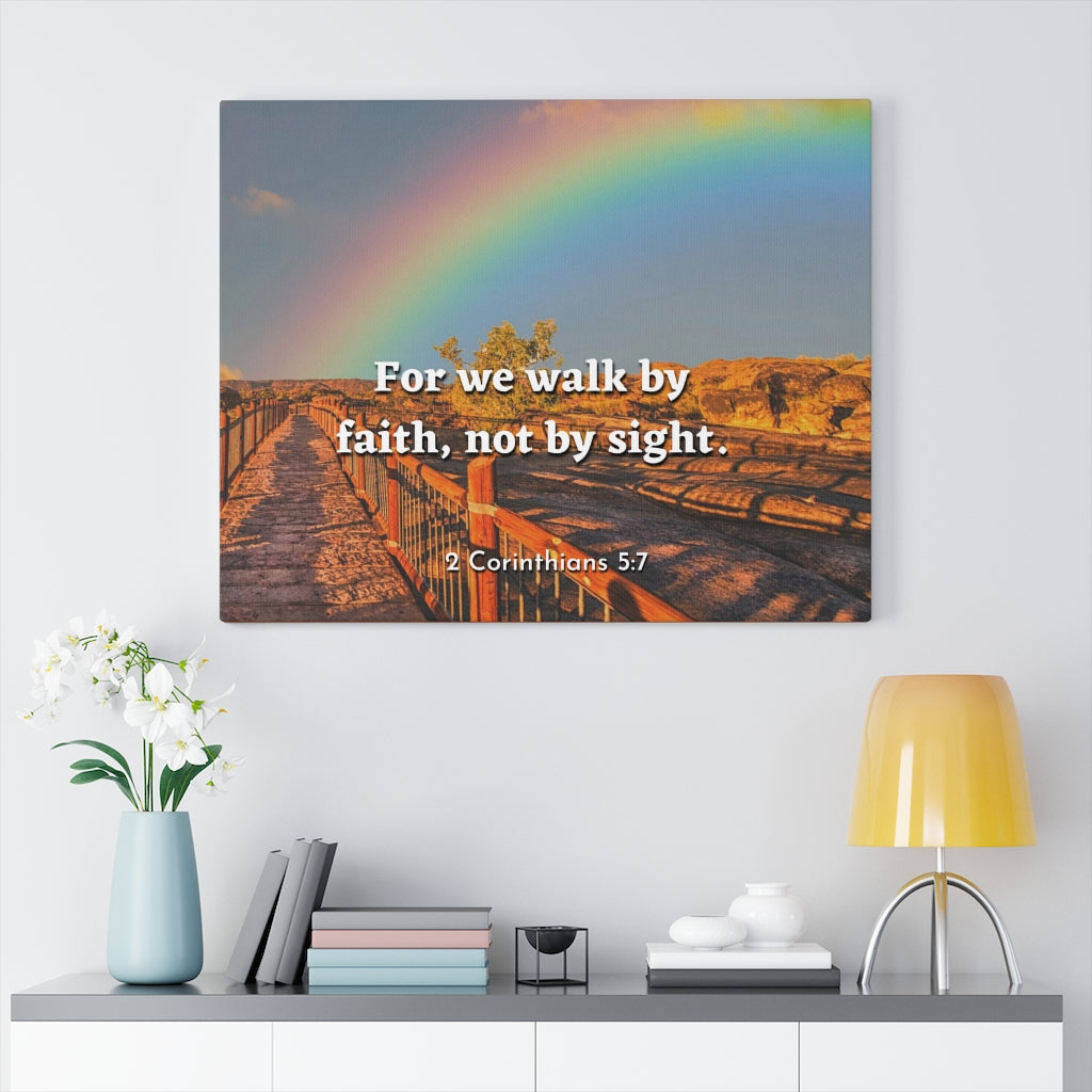 Scripture Walls For We Walk By Faith 2 Corinthians 5:7 Bible Verse Canvas Christian Wall Art Ready to Hang Unframed-Express Your Love Gifts
