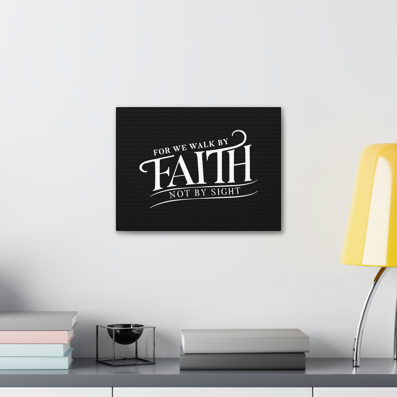 Scripture Walls For We Walk By Faith 2 Corinthians 5:7 Black Christian Wall Art Bible Verse Print Ready to Hang Unframed-Express Your Love Gifts