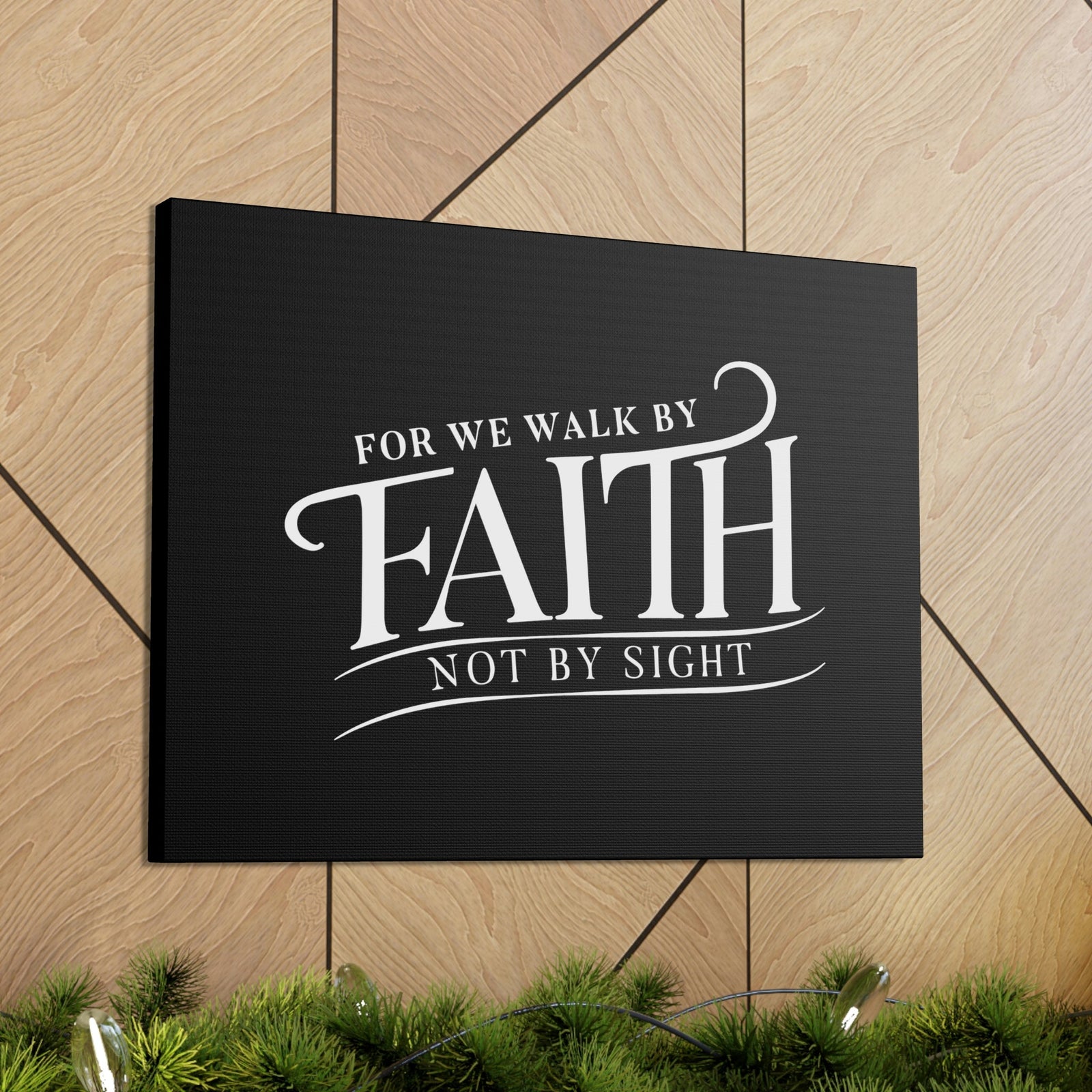 Scripture Walls For We Walk By Faith 2 Corinthians 5:7 Black Christian Wall Art Bible Verse Print Ready to Hang Unframed-Express Your Love Gifts