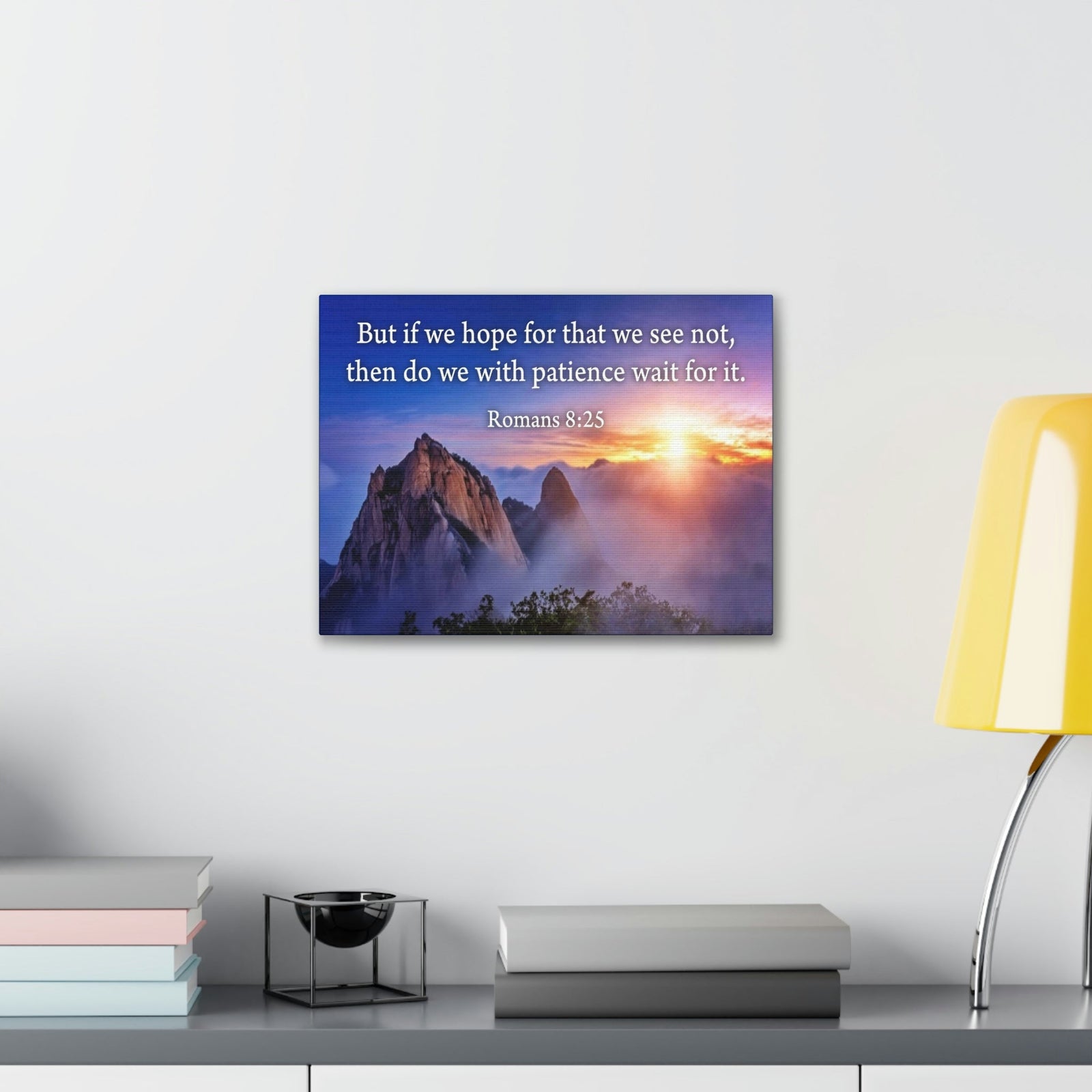 Scripture Walls For What We See Romans 8:25 Bible Verse Canvas Christian Wall Art Ready to Hang Unframed-Express Your Love Gifts