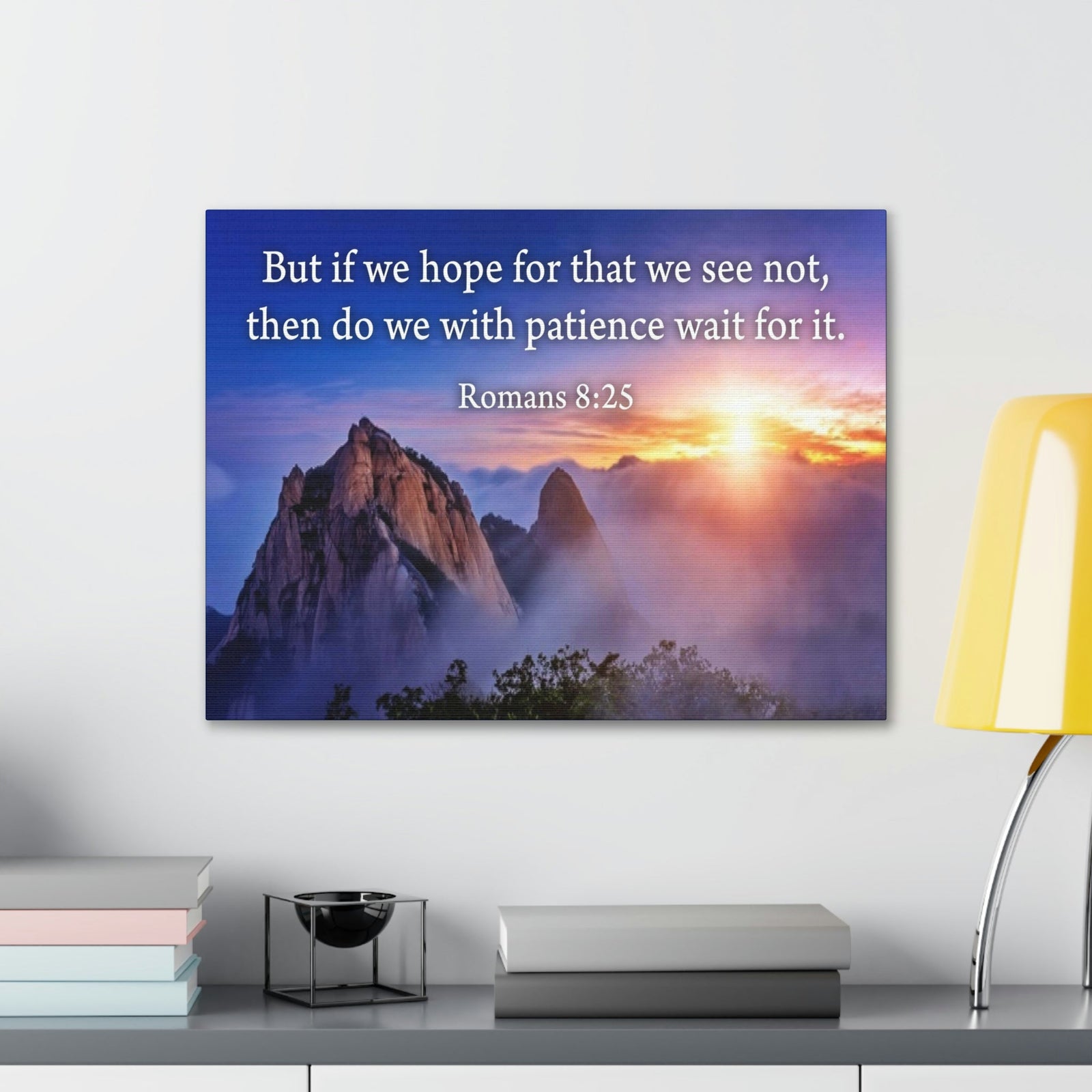 Scripture Walls For What We See Romans 8:25 Bible Verse Canvas Christian Wall Art Ready to Hang Unframed-Express Your Love Gifts