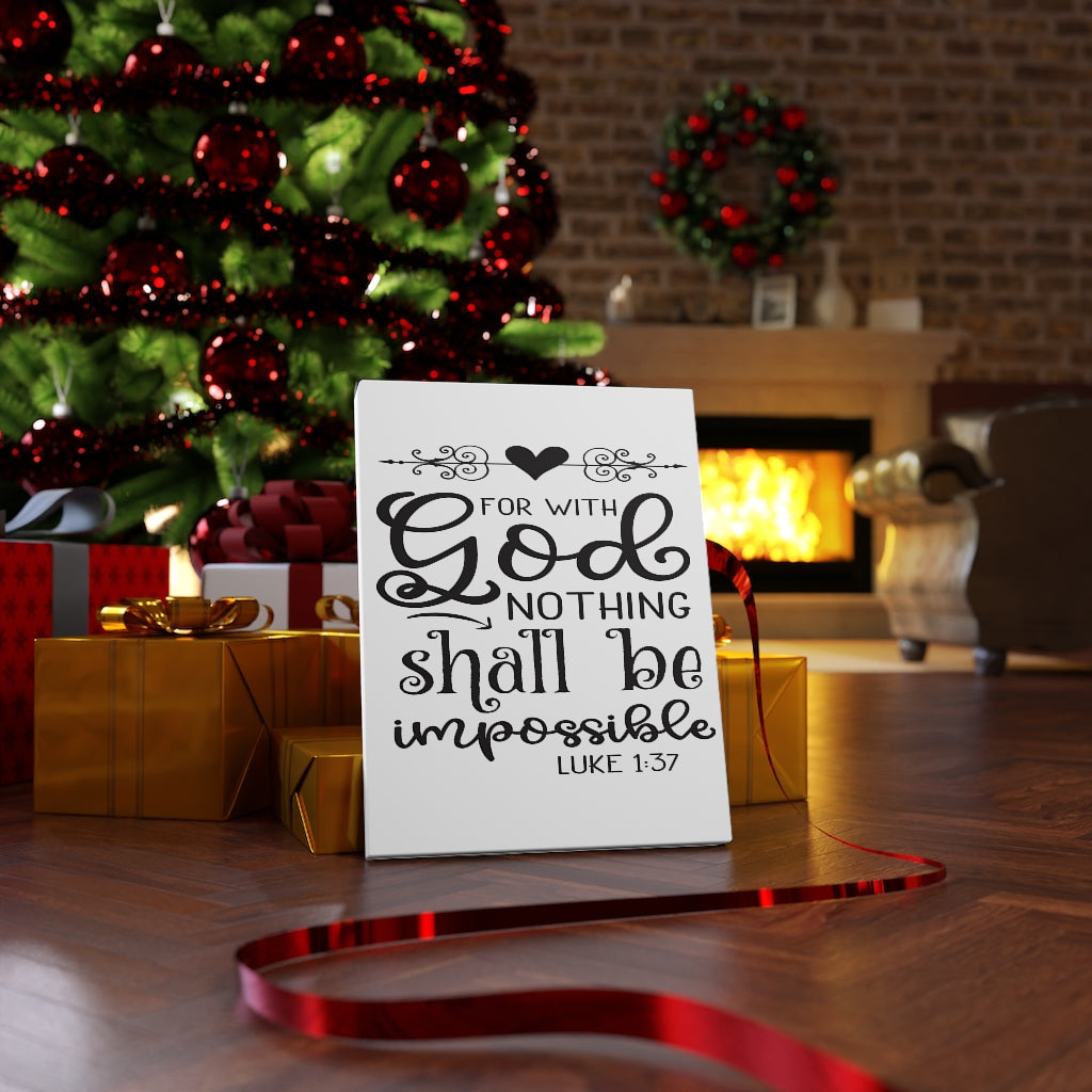 Scripture Walls For With God Heart Luke 1:37 Bible Verse Canvas Christian Wall Art Ready to Hang Unframed-Express Your Love Gifts