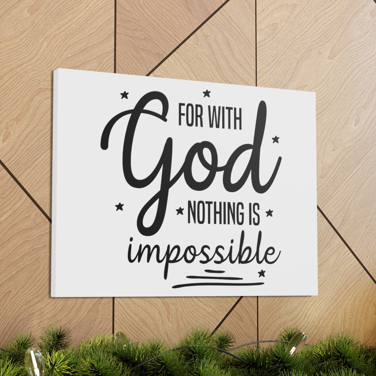 Scripture Walls For With God Nothing Is Impossible Luke 1:37 Stars Christian Wall Art Print Ready to Hang Unframed-Express Your Love Gifts