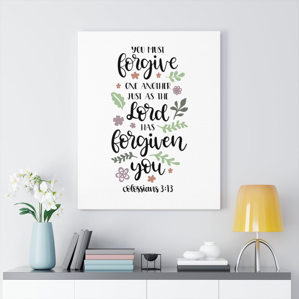 Scripture Walls Forgive One Another Colossians 3:13 Bible Verse Canvas Christian Wall Art Ready to Hang Unframed-Express Your Love Gifts