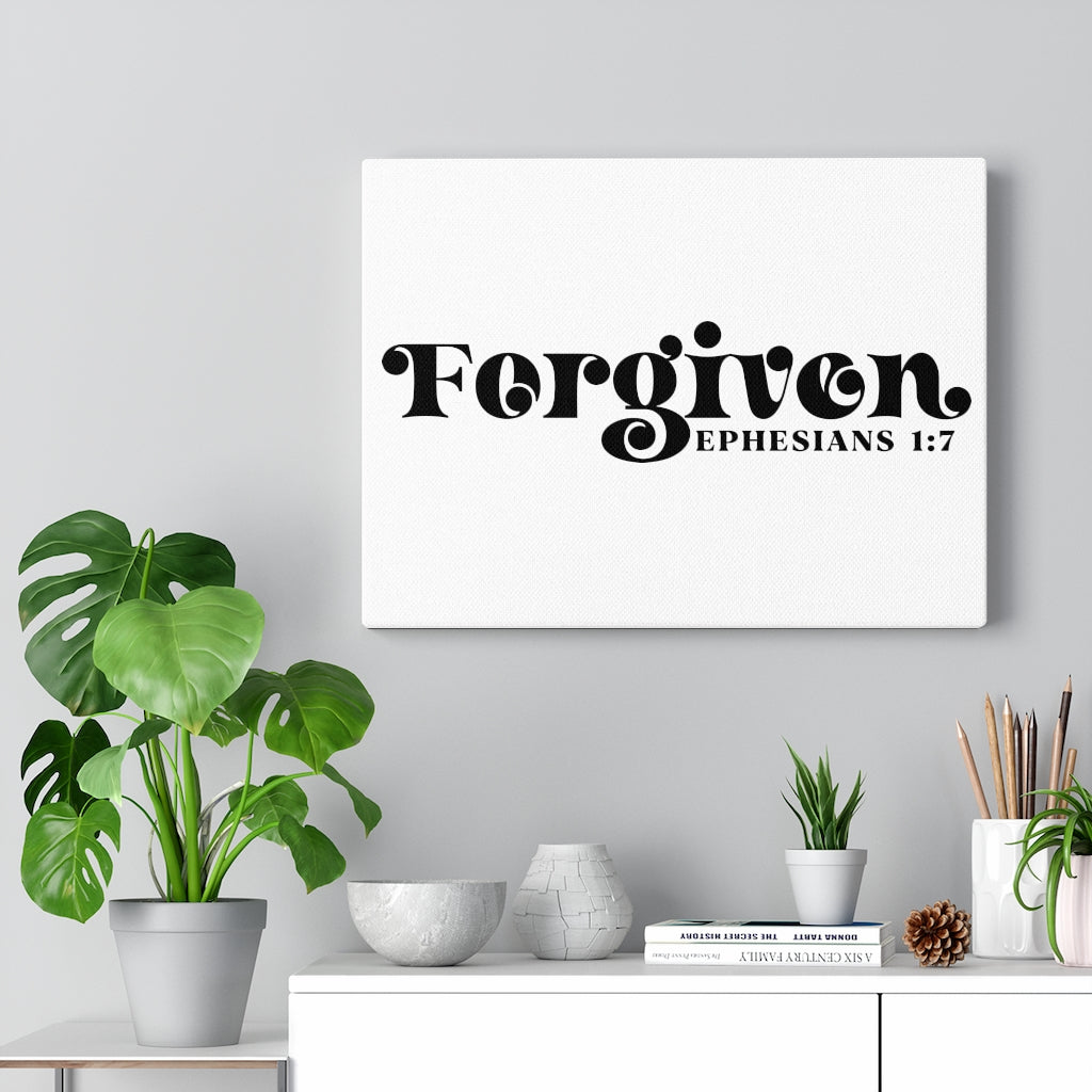 Scripture Walls Forgiven Dot Ephesians 1:7 Bible Verse Canvas Christian Wall Art Ready to Hang Unframed-Express Your Love Gifts