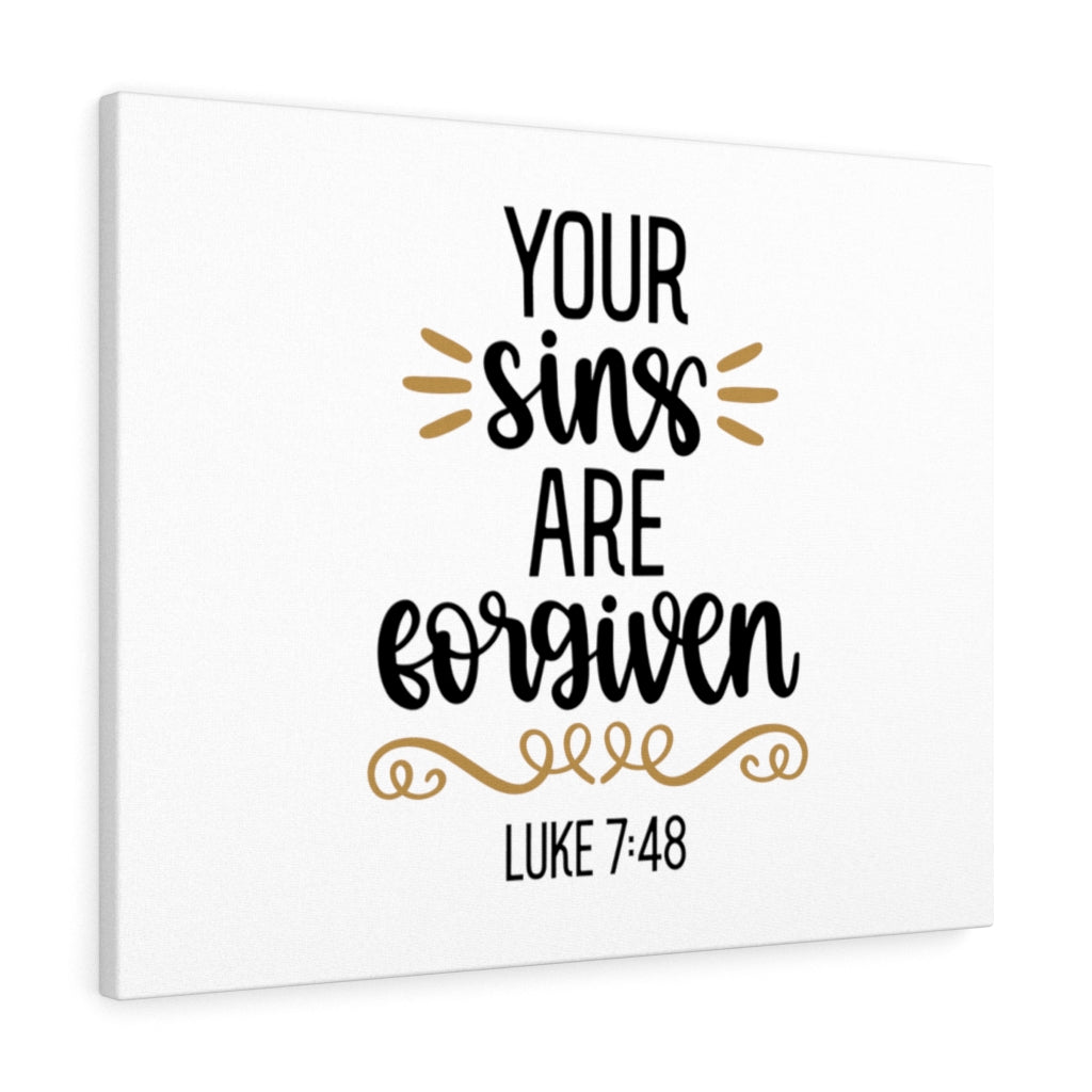 Scripture Walls Forgiven Luke 7:48 Bible Verse Canvas Christian Wall Art Ready to Hang Unframed-Express Your Love Gifts