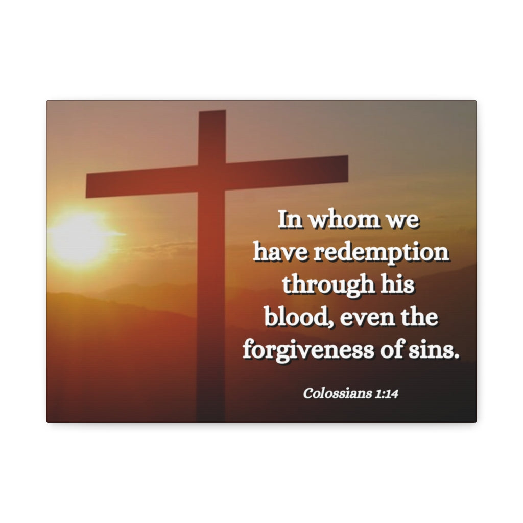 Scripture Walls Forgiveness Of Sins Colossians 1:14 Bible Verse Canvas Christian Wall Art Ready to Hang Unframed-Express Your Love Gifts