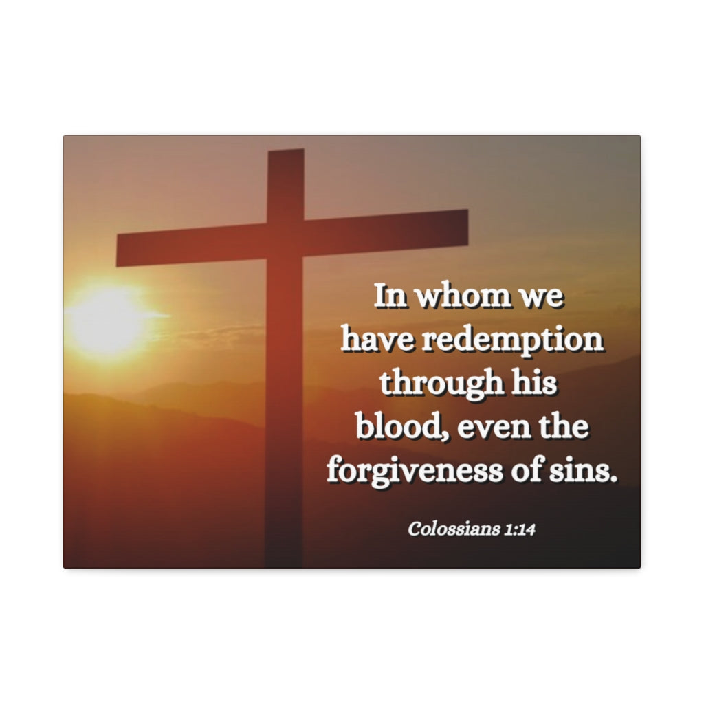 Scripture Walls Forgiveness Of Sins Colossians 1:14 Bible Verse Canvas Christian Wall Art Ready to Hang Unframed-Express Your Love Gifts