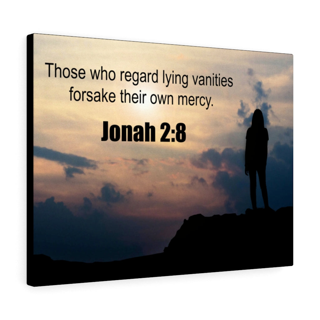 Scripture Walls Forsake Their Own Mercy Jonah 2:8 Bible Verse Canvas Christian Wall Art Ready to Hang Unframed-Express Your Love Gifts
