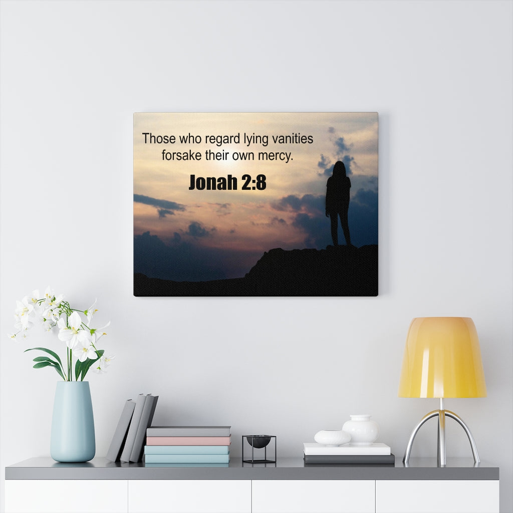 Scripture Walls Forsake Their Own Mercy Jonah 2:8 Bible Verse Canvas Christian Wall Art Ready to Hang Unframed-Express Your Love Gifts