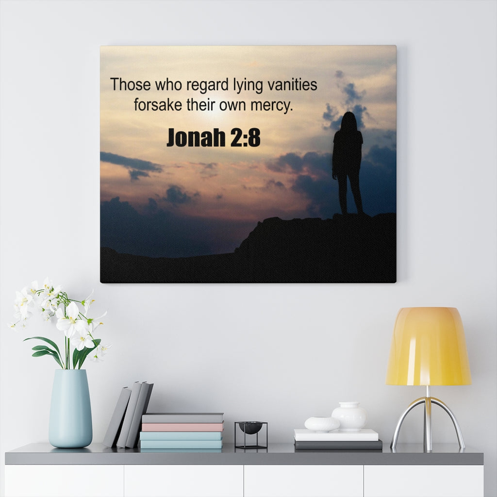Scripture Walls Forsake Their Own Mercy Jonah 2:8 Bible Verse Canvas Christian Wall Art Ready to Hang Unframed-Express Your Love Gifts