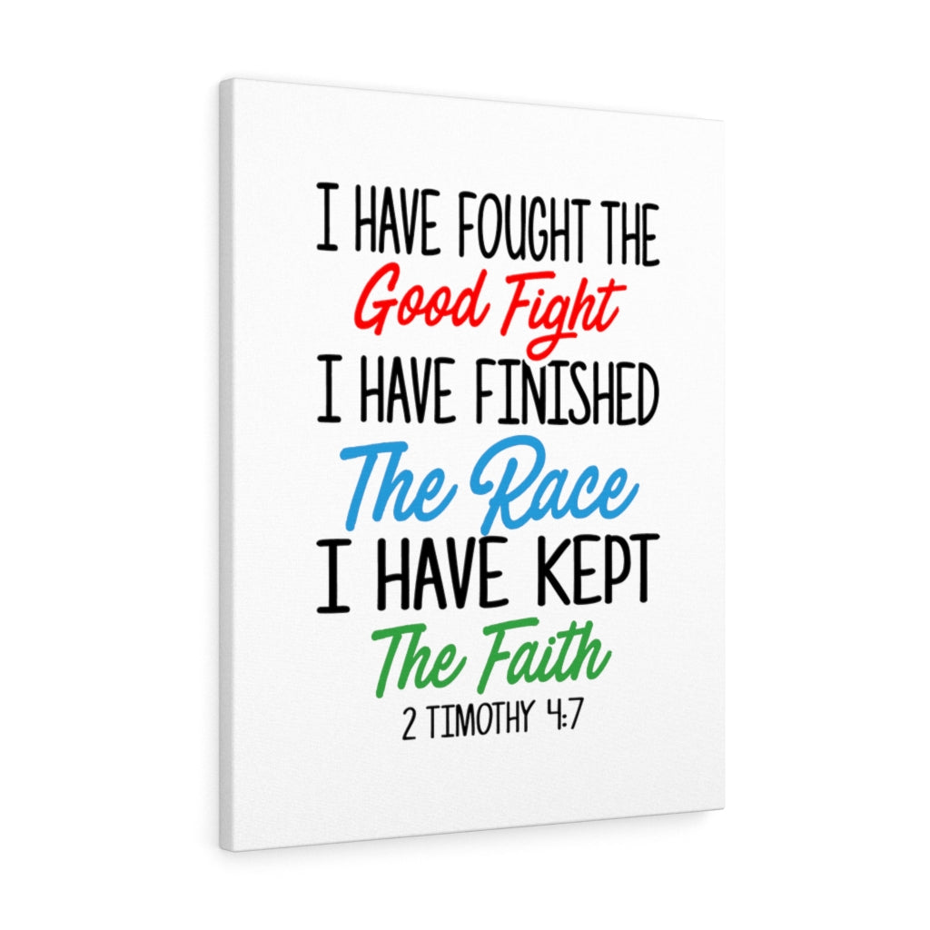 Scripture Walls Fought The Good Fight 2 Timothy 4:7 Bible Verse Canvas Christian Wall Art Ready to Hang Unframed-Express Your Love Gifts