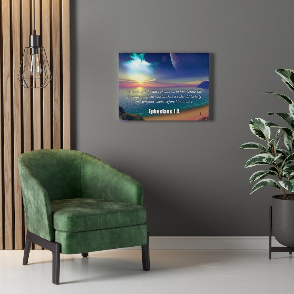 Scripture Walls Foundation of the World Ephesians 1:4 Bible Verse Canvas Christian Wall Art Ready to Hang Unframed-Express Your Love Gifts
