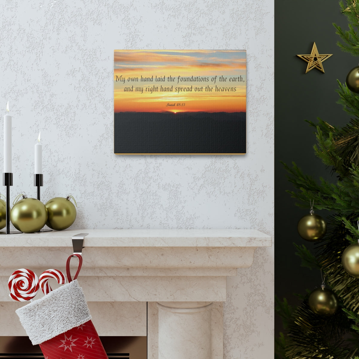 Scripture Walls Foundations Of The Earth Isaiah 48:13 Bible Verse Canvas Christian Wall Art Bible Verse Print Ready To Hang Unframed-Express Your Love Gifts