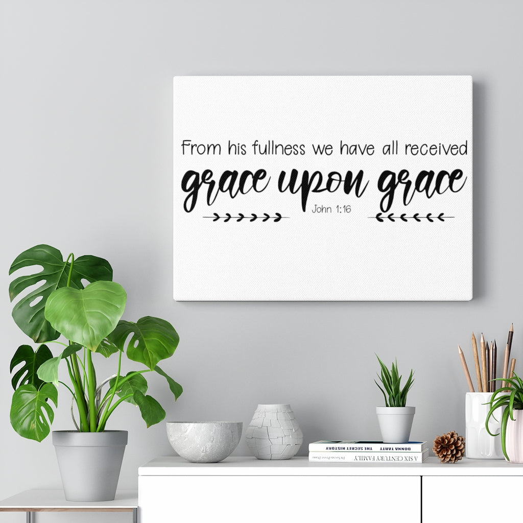 Scripture Walls From His Fullness John 1:16 Bible Verse Canvas Christian Wall Art Ready to Hang Unframed-Express Your Love Gifts