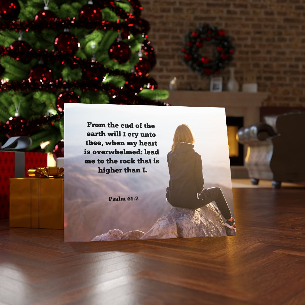 Scripture Walls From The End Psalms 61:2 Bible Verse Canvas Christian Wall Art Ready to Hang Unframed-Express Your Love Gifts