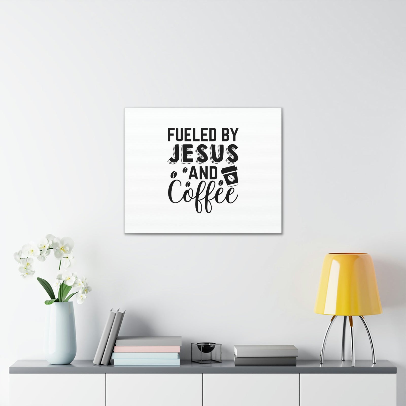 Scripture Walls Fueled By Jesus Hebrews 12:2 And Coffee Christian Wall Art Bible Verse Print Ready to Hang Unframed-Express Your Love Gifts
