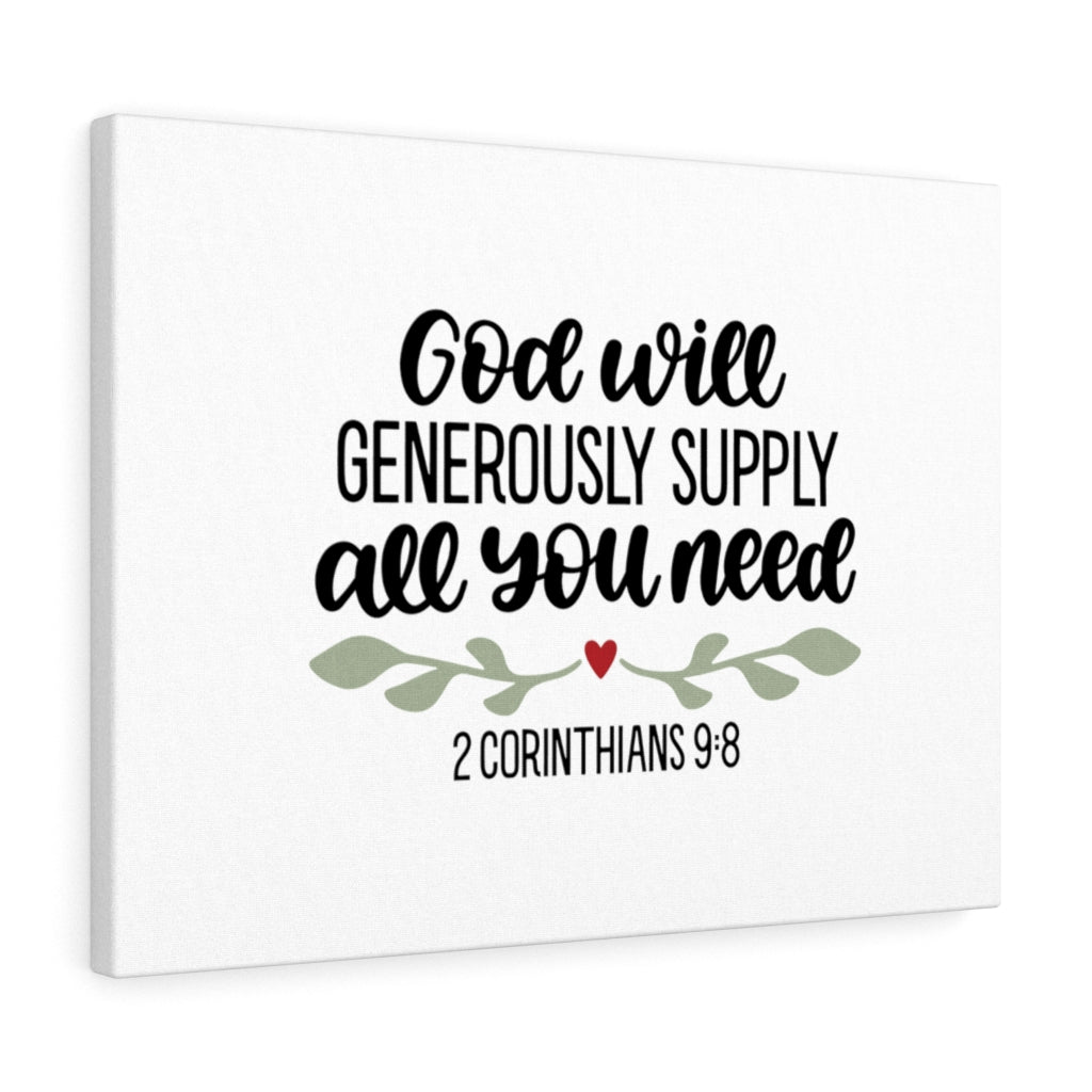 Scripture Walls Generous Supply 2 Corinthians 9:8 Bible Verse Canvas Christian Wall Art Ready to Hang Unframed-Express Your Love Gifts