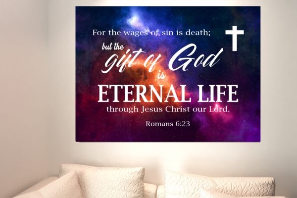 Scripture Walls Gift of God is Eternal Life Romans 6:23 Bible Verse Canvas Christian Wall Art Ready to Hang Unframed-Express Your Love Gifts