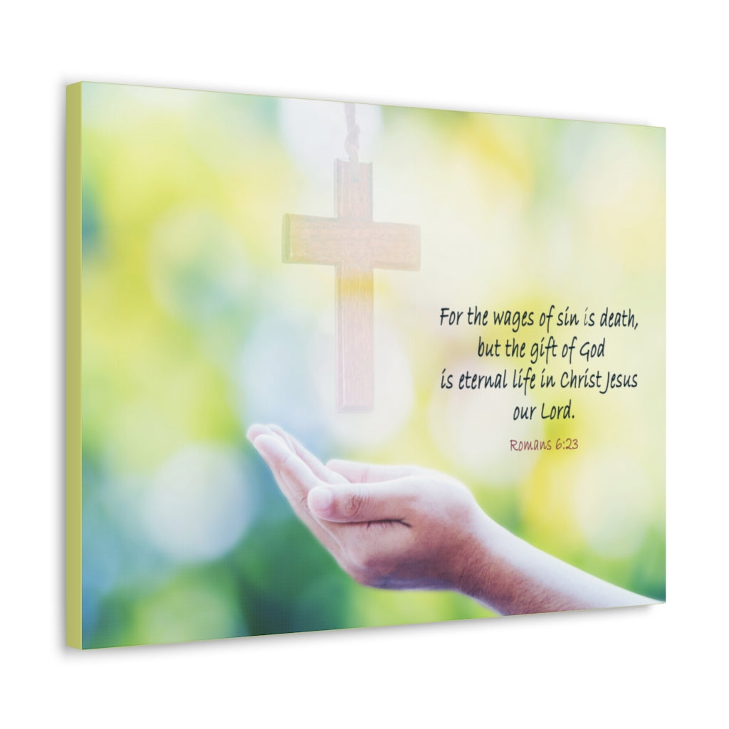 Scripture Walls Gift Of God Romans 6:23 Bible Verse Canvas Christian Wall Art Ready to Hang Unframed-Express Your Love Gifts
