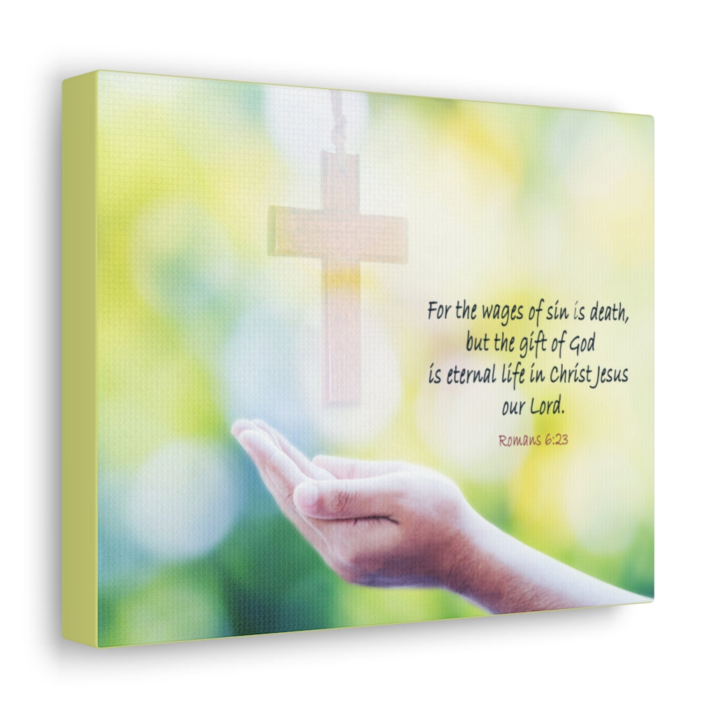 Scripture Walls Gift Of God Romans 6:23 Bible Verse Canvas Christian Wall Art Ready to Hang Unframed-Express Your Love Gifts