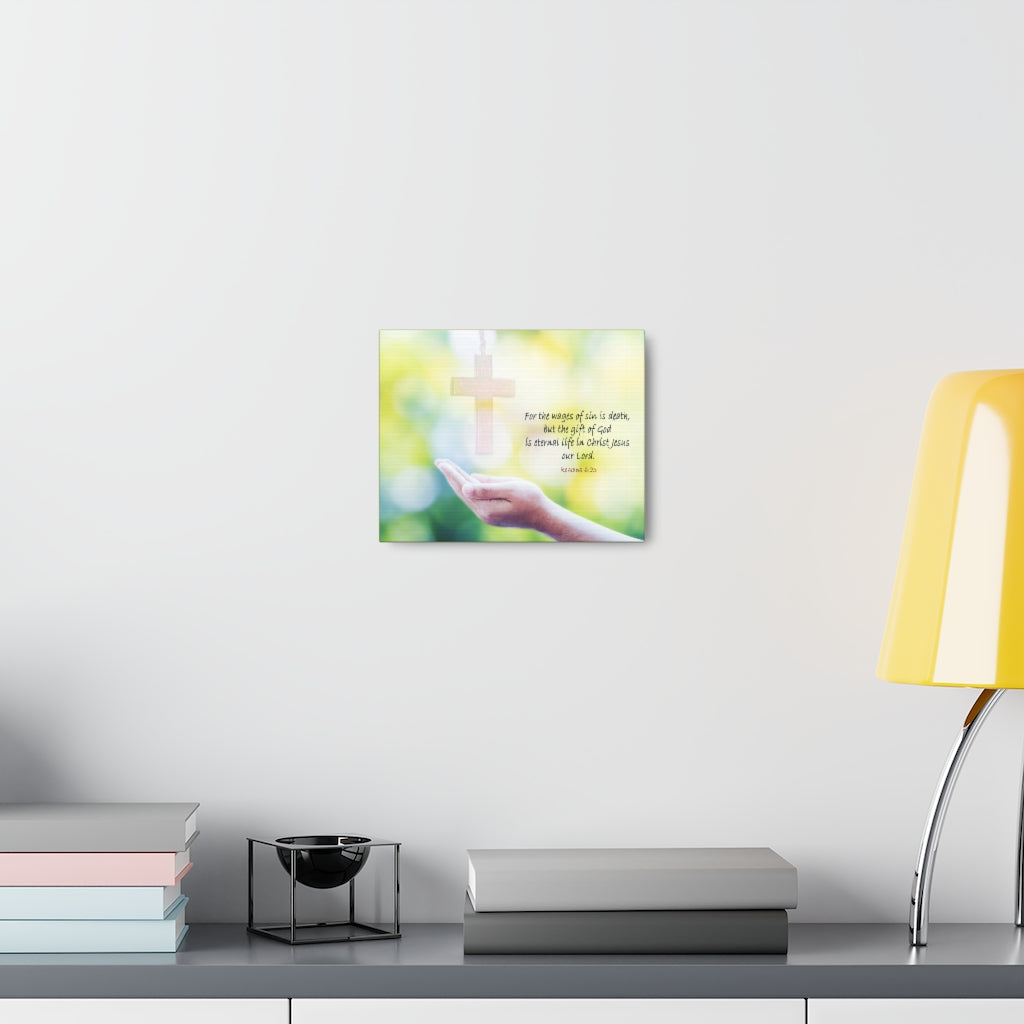 Scripture Walls Gift Of God Romans 6:23 Bible Verse Canvas Christian Wall Art Ready to Hang Unframed-Express Your Love Gifts