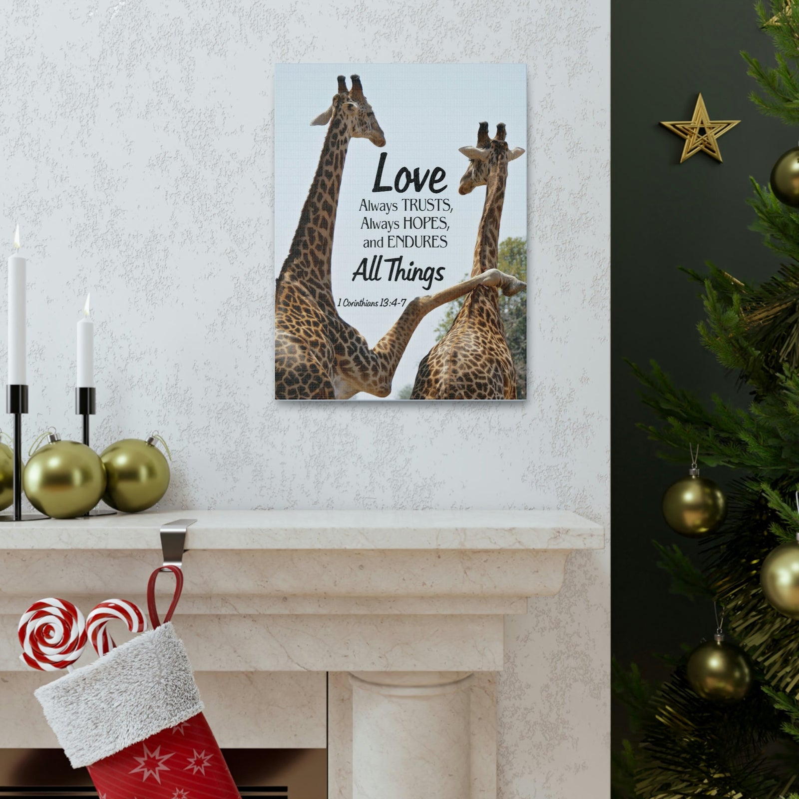 Scripture Walls Giraffe 1 Corinthians 13:6 Bible Verse Canvas Christian Wall Art Ready to Hang Unframed-Express Your Love Gifts