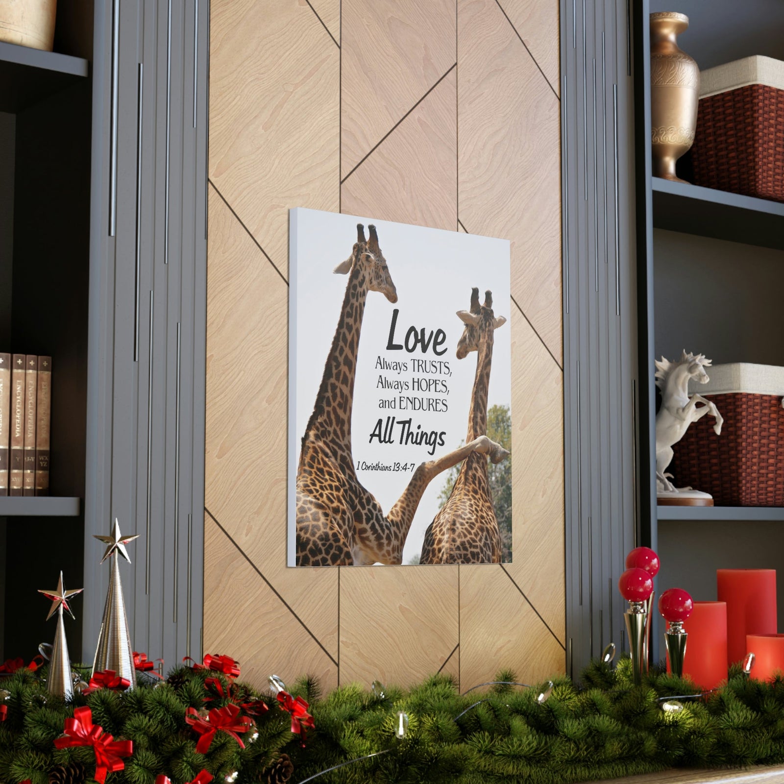 Scripture Walls Giraffe 1 Corinthians 13:6 Bible Verse Canvas Christian Wall Art Ready to Hang Unframed-Express Your Love Gifts