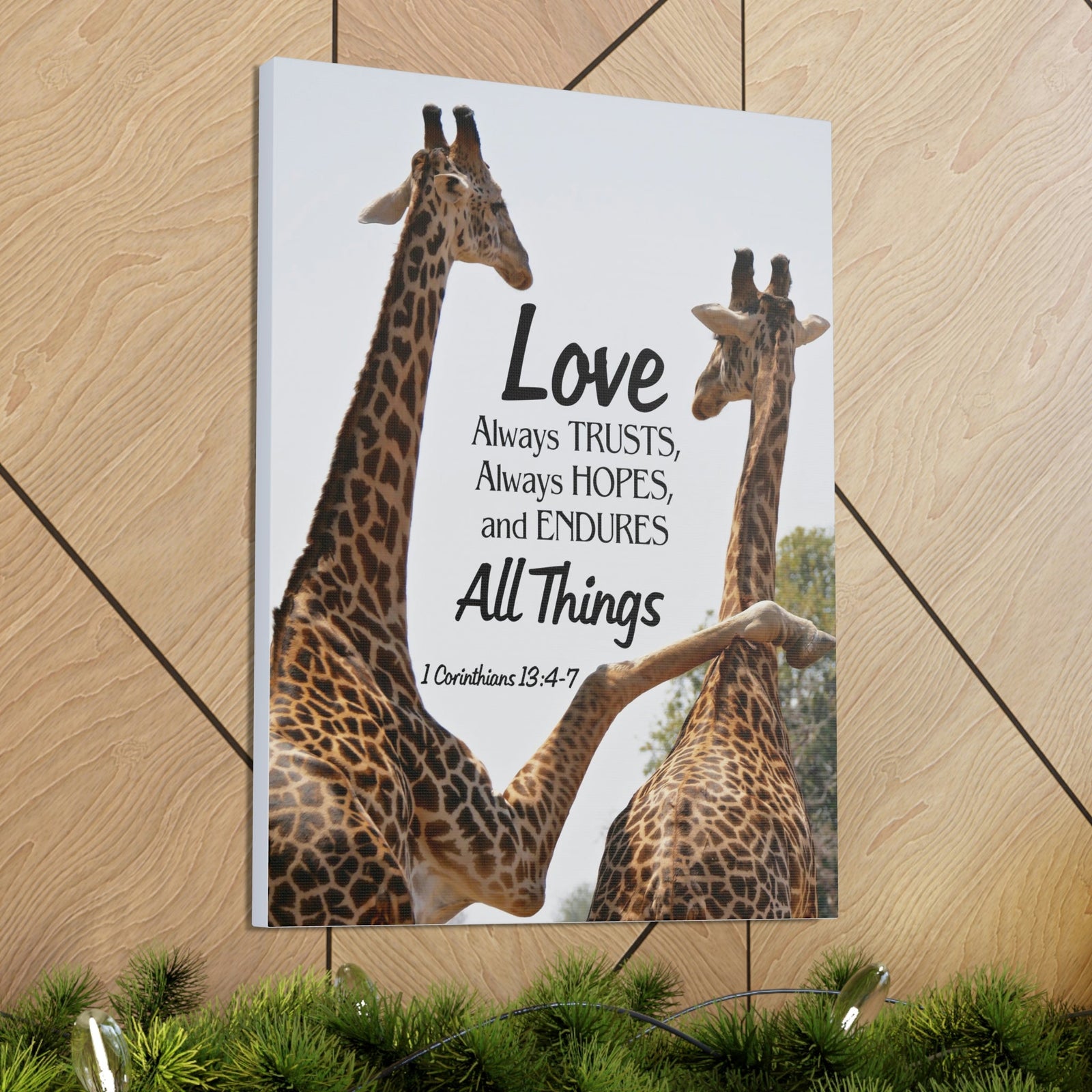 Scripture Walls Giraffe 1 Corinthians 13:6 Bible Verse Canvas Christian Wall Art Ready to Hang Unframed-Express Your Love Gifts