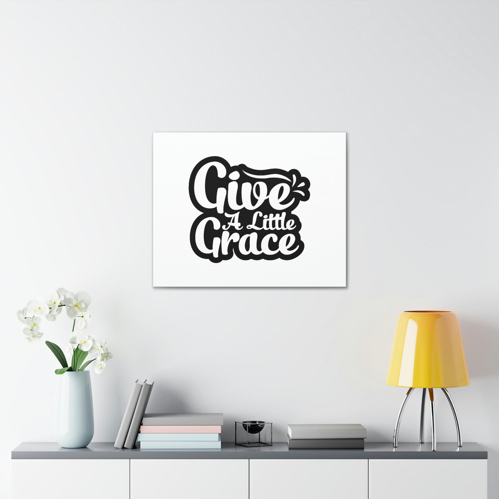 Scripture Walls Give A Little Grace Hebrews 4:16 Black Outlined Christian Wall Art Bible Verse Print Ready to Hang Unframed-Express Your Love Gifts