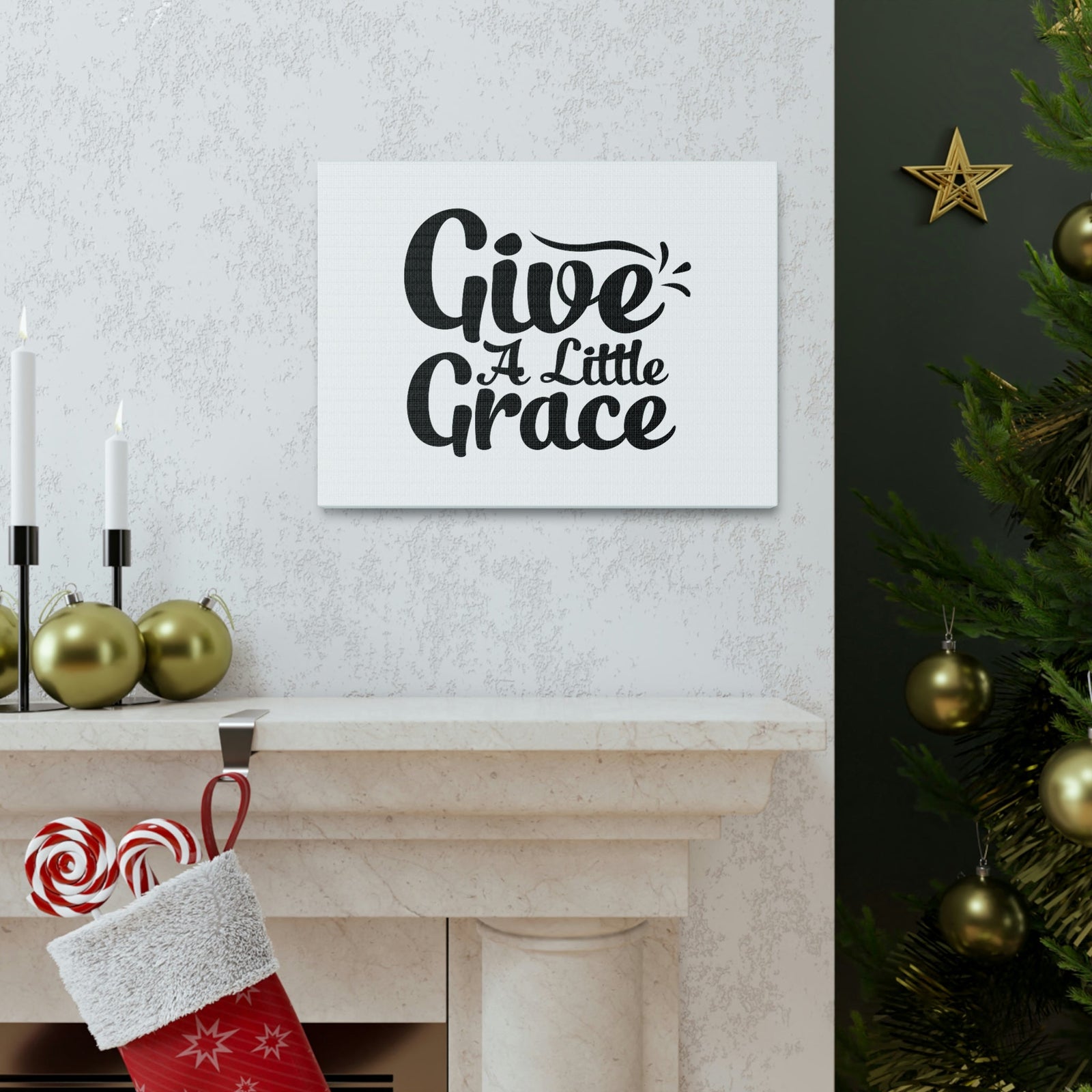 Scripture Walls Give A Little Grace Hebrews 4:16 Black Swish Christian Wall Art Bible Verse Print Ready to Hang Unframed-Express Your Love Gifts