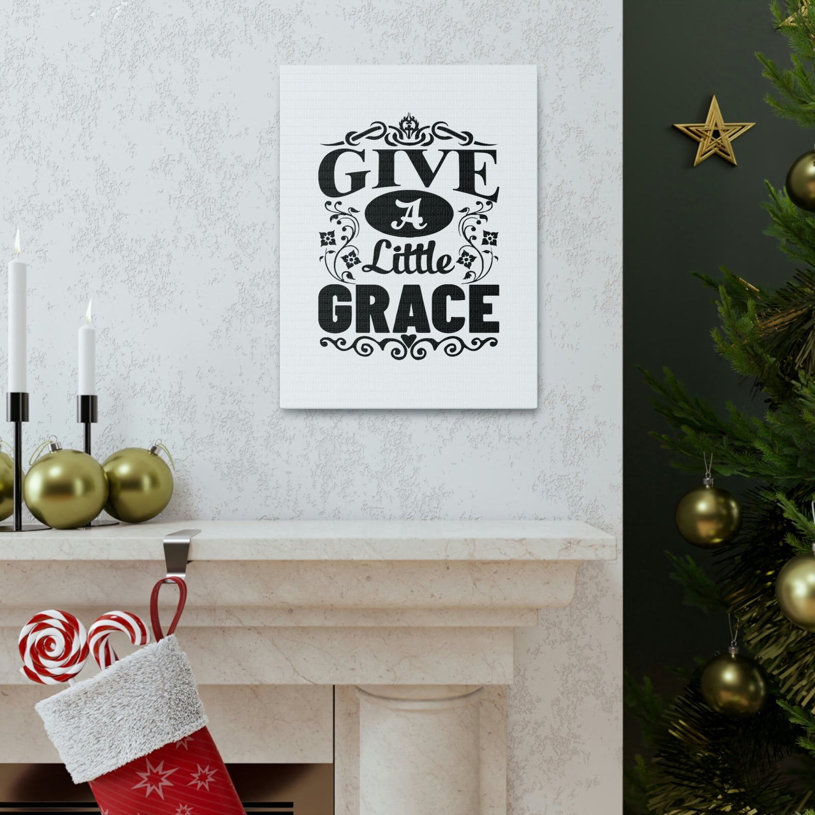 Scripture Walls Give A Little Grace Hebrews 4:16 Fancy Christian Wall Art Bible Verse Print Ready to Hang Unframed-Express Your Love Gifts
