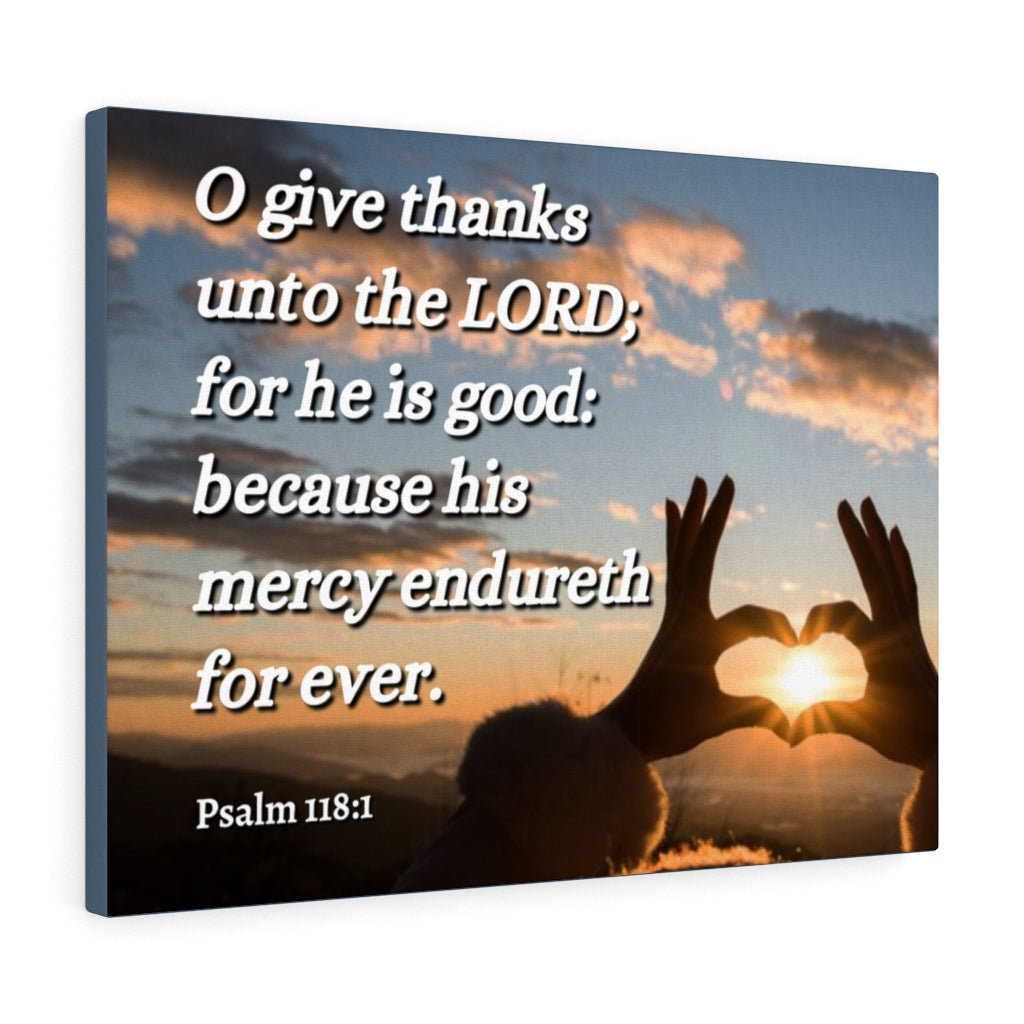 Scripture Walls Give Thanks Psalm 118:1 Bible Verse Canvas Christian Wall Art Ready to Hang Unframed-Express Your Love Gifts