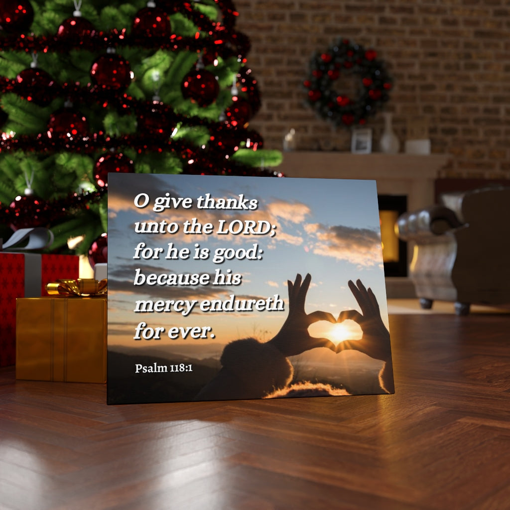 Scripture Walls Give Thanks Psalm 118:1 Bible Verse Canvas Christian Wall Art Ready to Hang Unframed-Express Your Love Gifts
