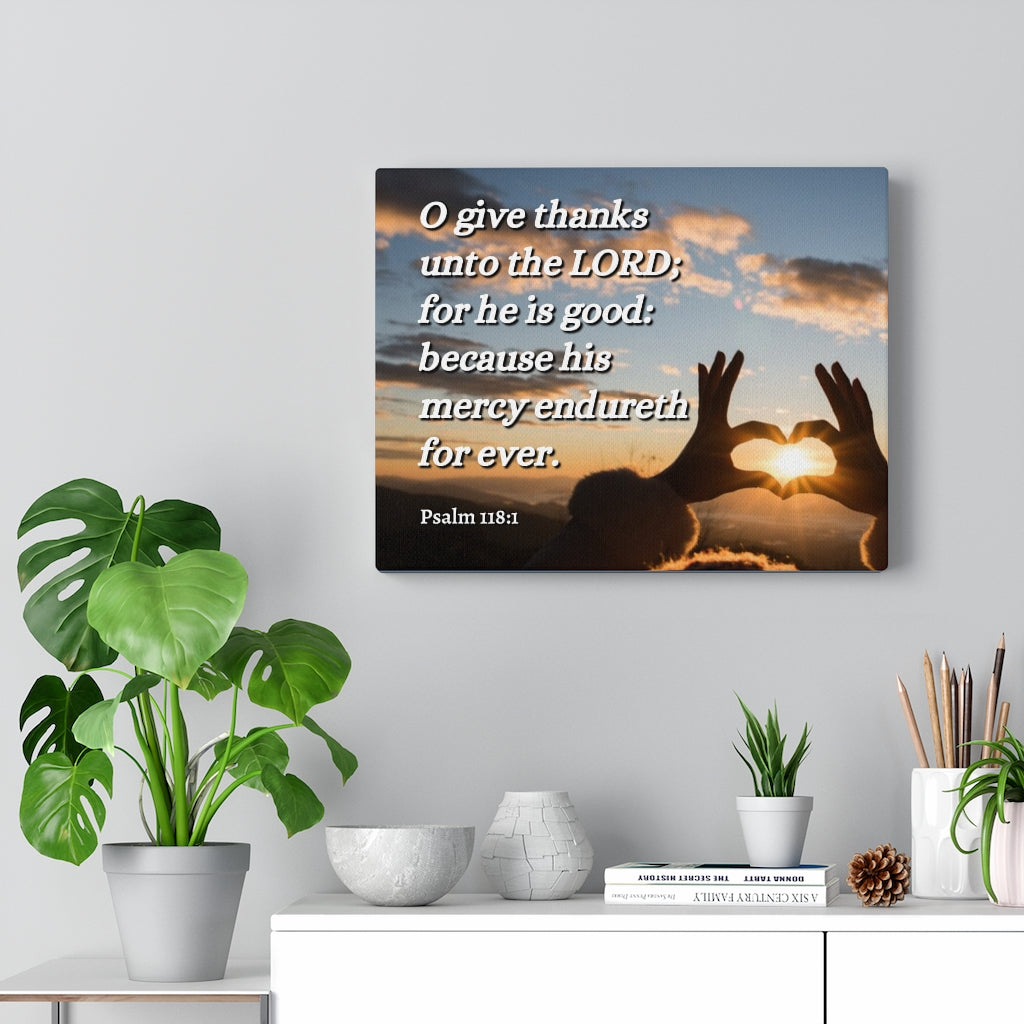Scripture Walls Give Thanks Psalm 118:1 Bible Verse Canvas Christian Wall Art Ready to Hang Unframed-Express Your Love Gifts