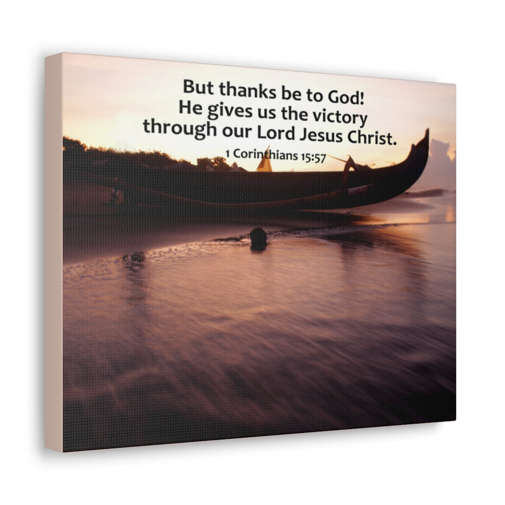 Scripture Walls Give Us The Victory 1 Corinthians 15:57 Bible Verse Canvas Christian Wall Art Ready to Hang Unframed-Express Your Love Gifts