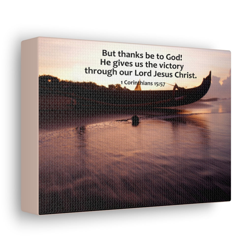 Scripture Walls Give Us The Victory 1 Corinthians 15:57 Bible Verse Canvas Christian Wall Art Ready to Hang Unframed-Express Your Love Gifts