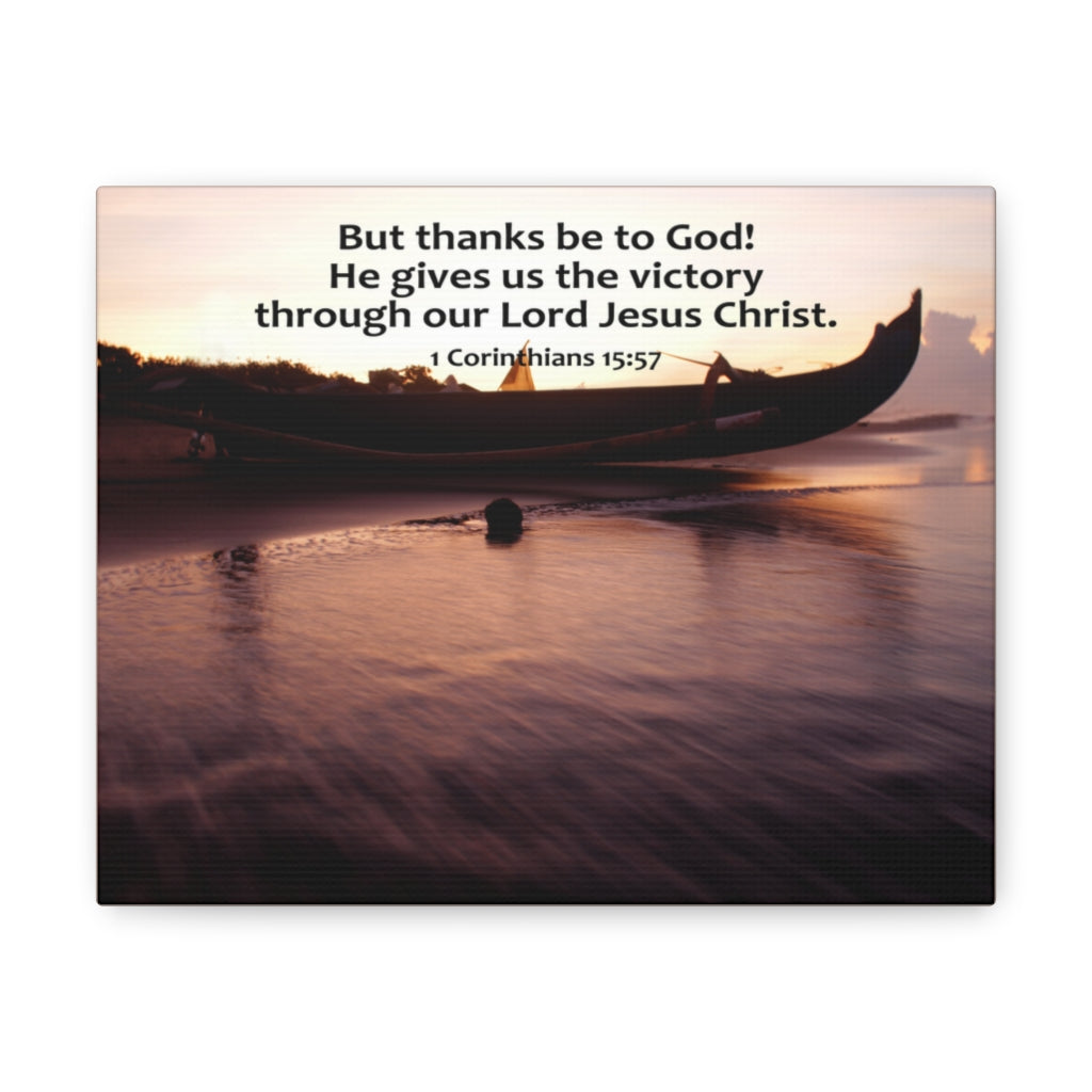 Scripture Walls Give Us The Victory 1 Corinthians 15:57 Bible Verse Canvas Christian Wall Art Ready to Hang Unframed-Express Your Love Gifts