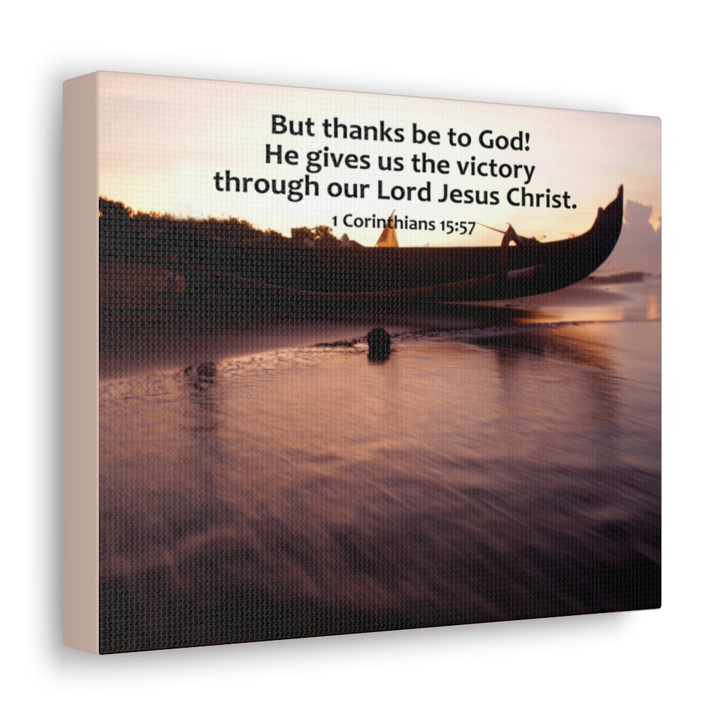 Scripture Walls Give Us The Victory 1 Corinthians 15:57 Bible Verse Canvas Christian Wall Art Ready to Hang Unframed-Express Your Love Gifts