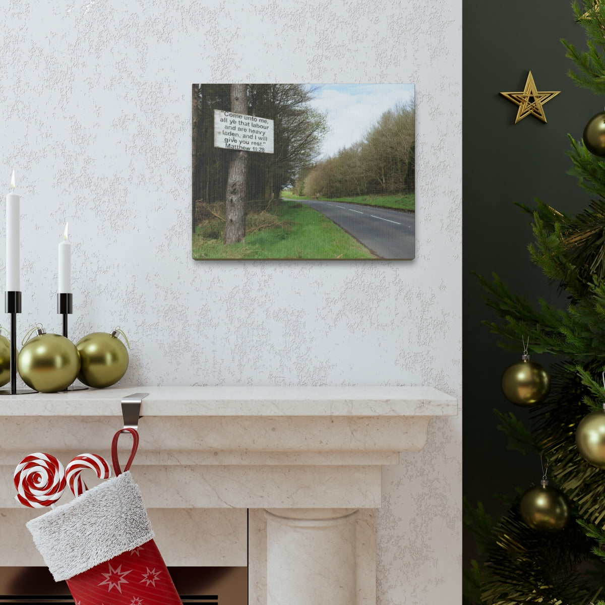 Scripture Walls Give You Rest Matthew 11:28 Bible Verse Canvas Christian Wall Art Bible Verse Print Ready To Hang Unframed-Express Your Love Gifts