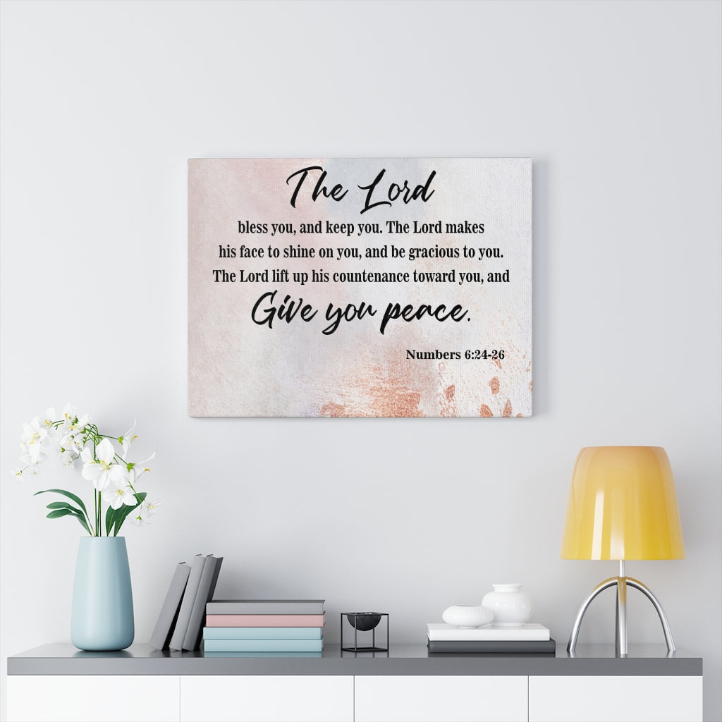 Scripture Walls Give Your Peace Numbers 6:24-26 Scripture Bible Verse Canvas Christian Wall Art Ready to Hang Unframed-Express Your Love Gifts