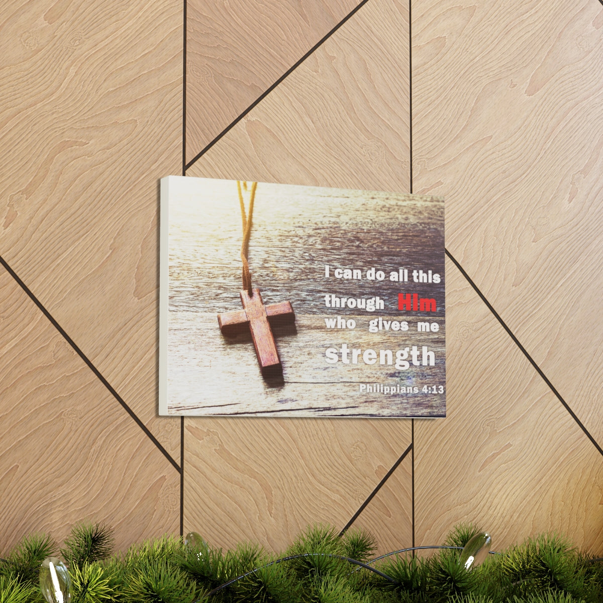 Scripture Walls Gives Me Strength Philippians 4:13 Bible Verse Canvas Christian Wall Art Bible Verse Print Ready To Hang Unframed-Express Your Love Gifts