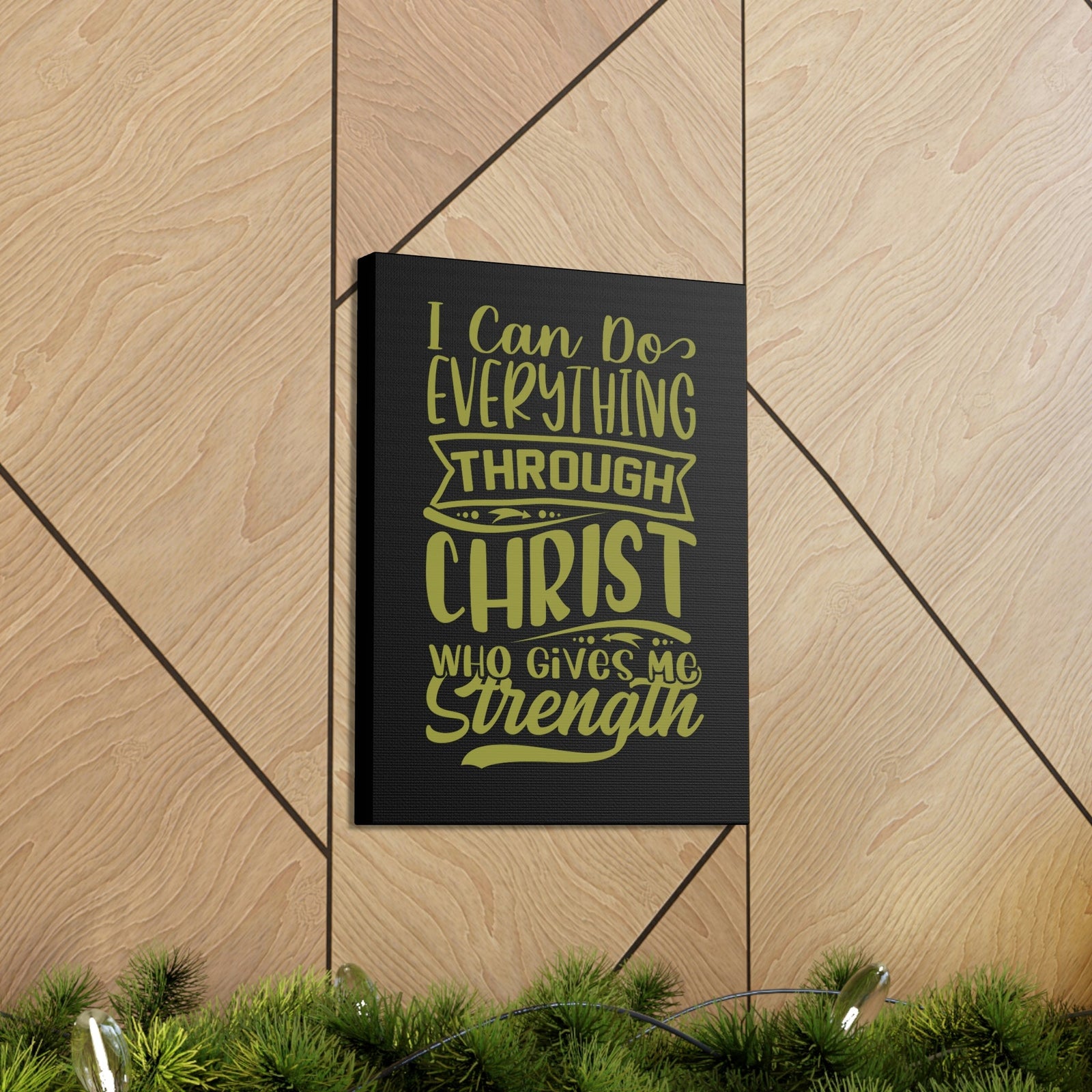 Scripture Walls Gives Me Strength Philippians 4:13 Dark Green Christian Wall Art Bible Verse Print Ready to Hang Unframed-Express Your Love Gifts