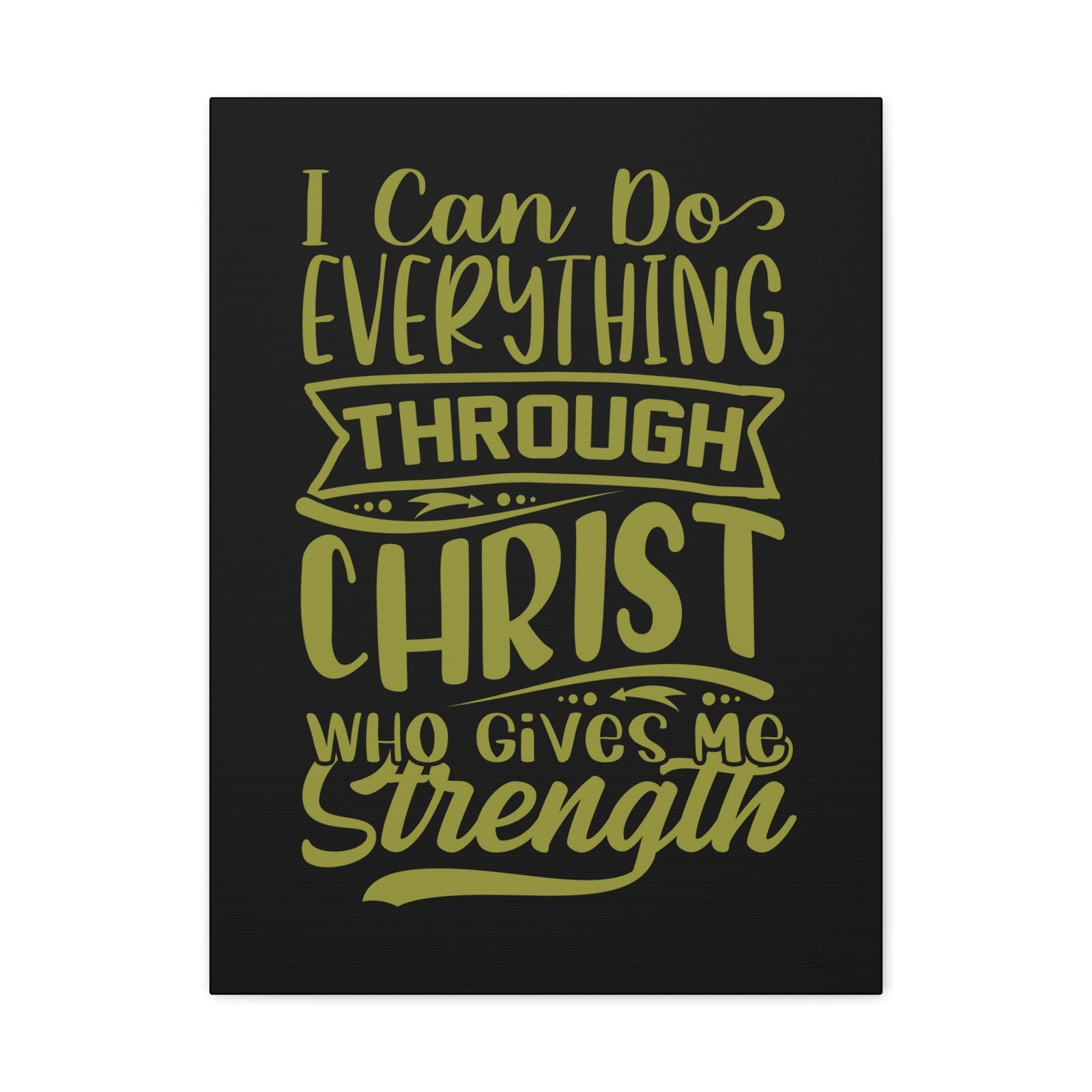 Scripture Walls Gives Me Strength Philippians 4:13 Dark Green Christian Wall Art Bible Verse Print Ready to Hang Unframed-Express Your Love Gifts