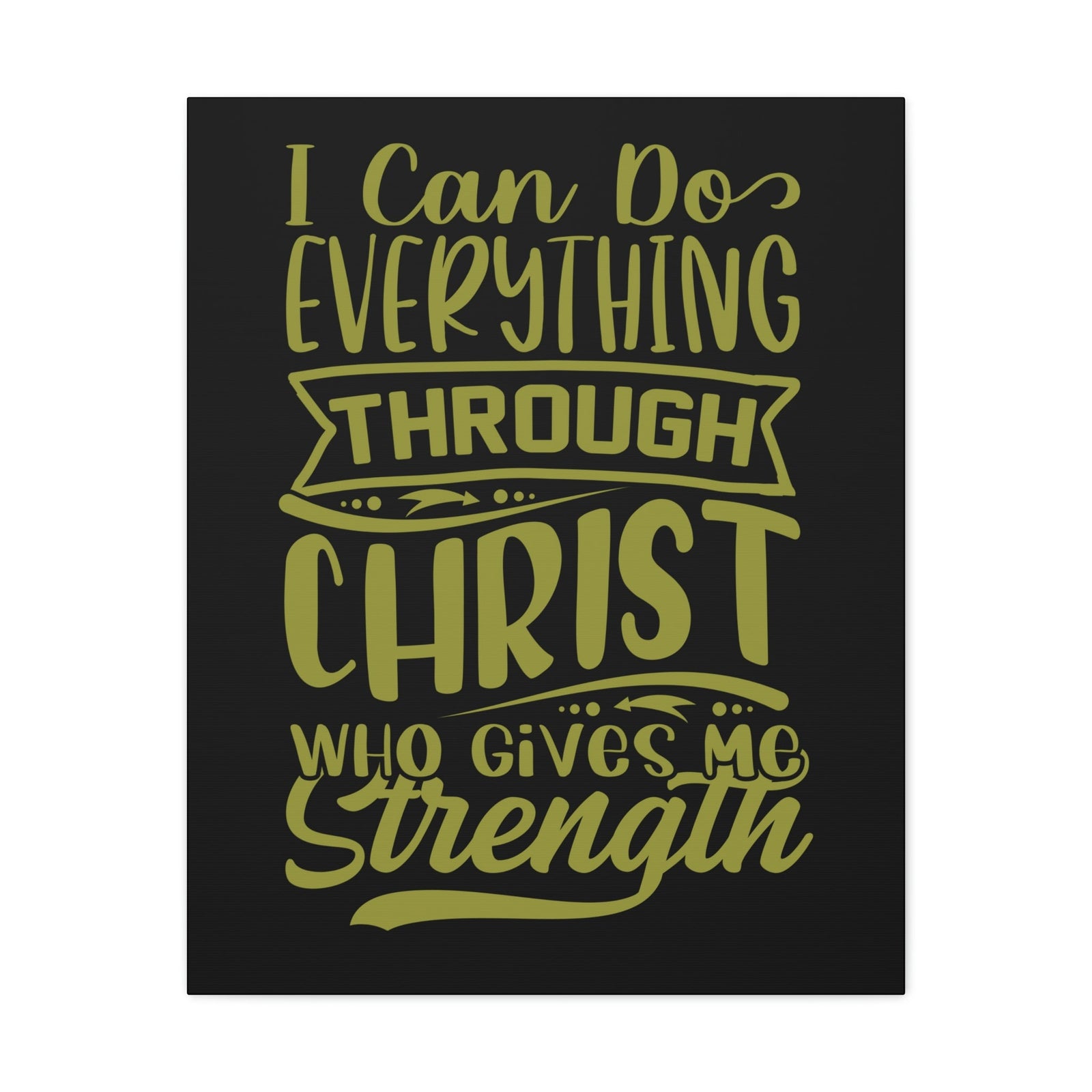 Scripture Walls Gives Me Strength Philippians 4:13 Dark Green Christian Wall Art Bible Verse Print Ready to Hang Unframed-Express Your Love Gifts