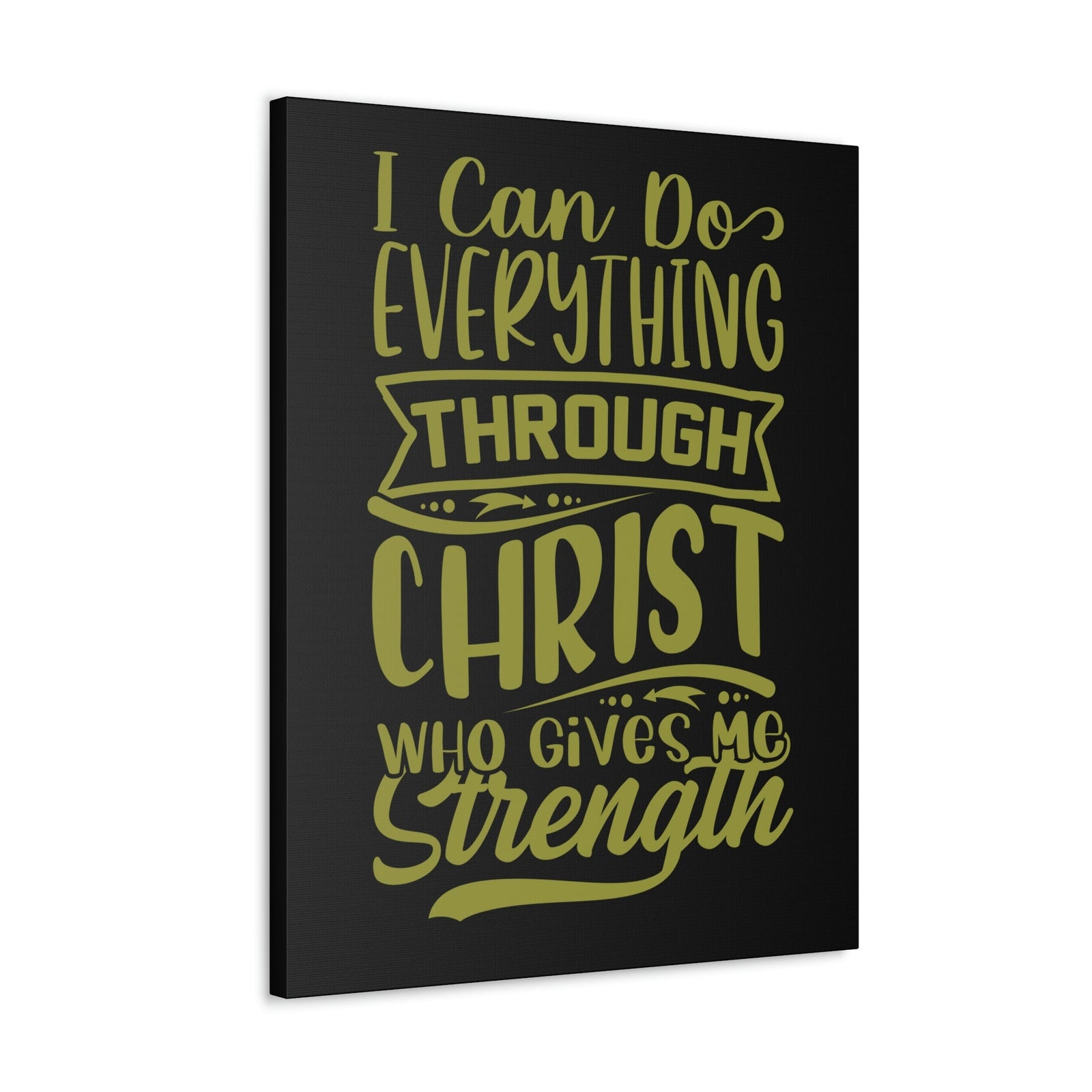Scripture Walls Gives Me Strength Philippians 4:13 Dark Green Christian Wall Art Bible Verse Print Ready to Hang Unframed-Express Your Love Gifts